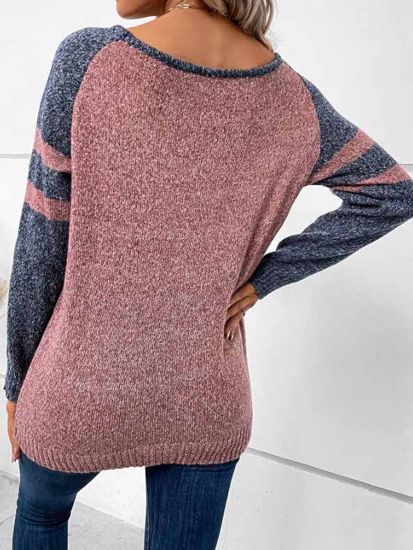 Monogrammed Pink Color Block Raglan Sleeve Sweater