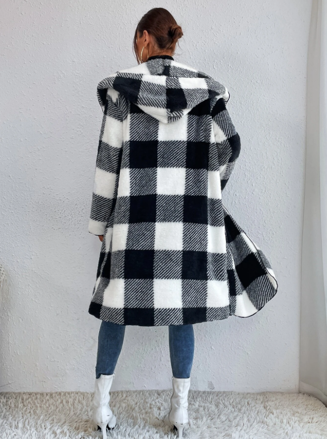 Open front online hooded teddy coat