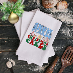 Snowflakes And Christmas Cakes Kitchen Towels