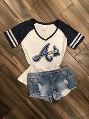 Lulu Grace Designs Atlanta Braves Leopard Print Glitter Shirt or Tank Top: Baseball Fan Gear & Apparel for Women L / Unisex Tee