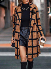 Monogrammed Plaid Button Up Teddy Coat