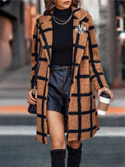 Monogrammed Plaid Button Up Teddy Coat