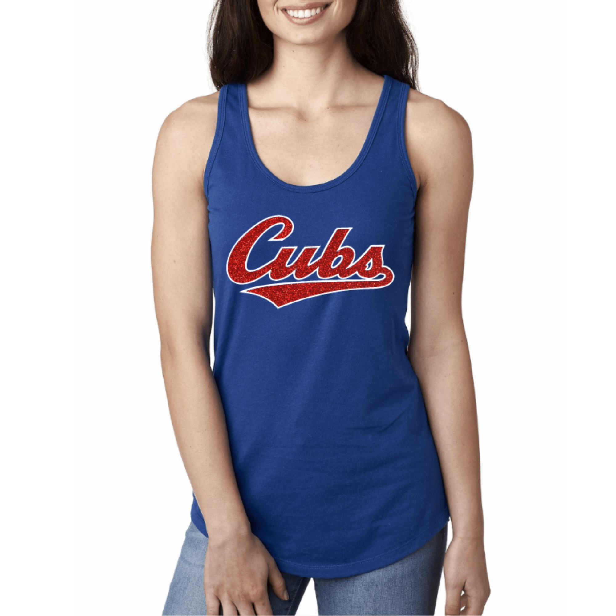 Lulu Grace Designs Chicago Cubs Inspired Baseball Top: Baseball Fan Gear & Apparel for Women M / Ladies Cotton Tank