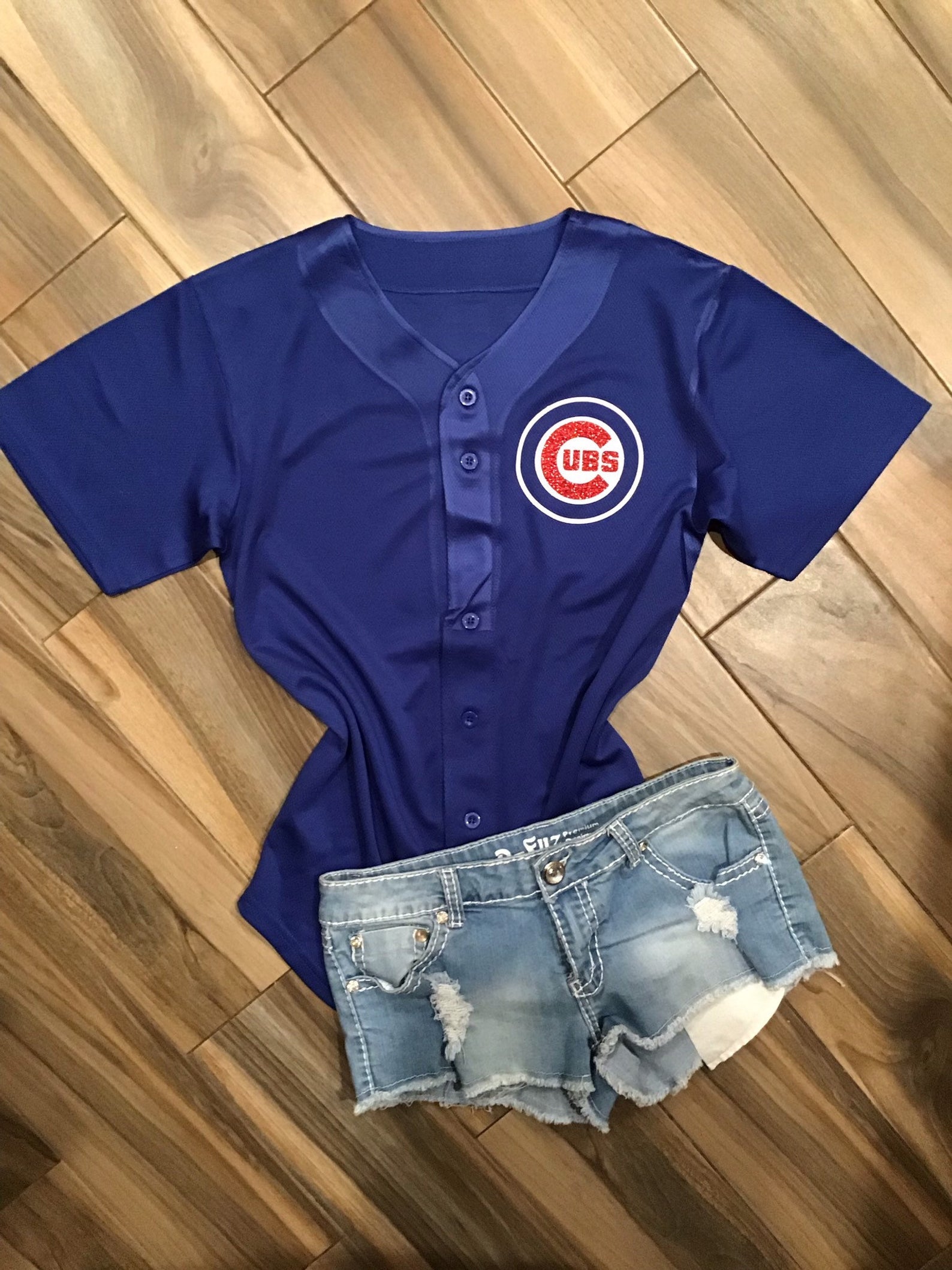 Lulu Grace Designs Chicago Cubs Inspired Baseball Jersey: Baseball Fan Gear & Apparel for Women L / Ladies Muscle Tank