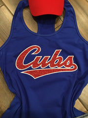 chicago cubs fish tank accessories Chicago Cubs Inspired Baseball Top: Baseball Fan Gear & Apparel for Women M / Ladies Cotton Tank