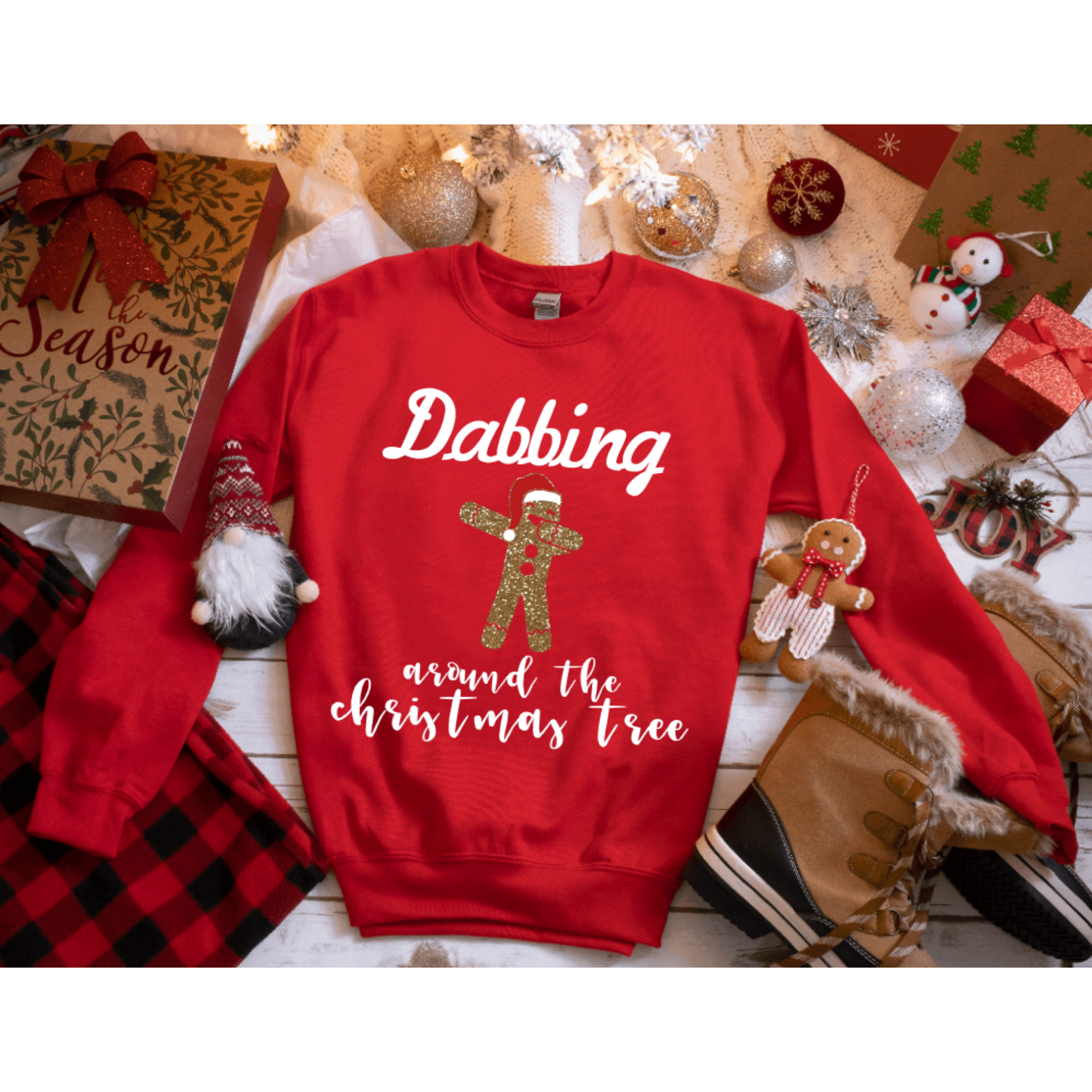 Dabbing Around the Christmas Tree Glitter Shirt