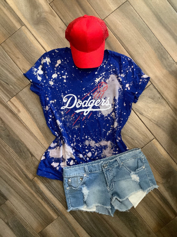 Soft As A Grape Women's Los Angeles Dodgers Sequin Marled T-shirt