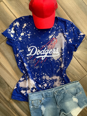 Lulu Grace Designs White Dodgers Inspired Skull Shirt: Baseball Fan Gear & Apparel for Women Youth Tee / Medium