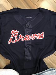 Atlanta Braves Inspired Stars and Stripes Baseball Top - Navy