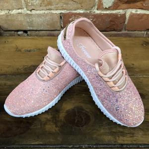 Dusty Rose Glitter Glam Sneakers