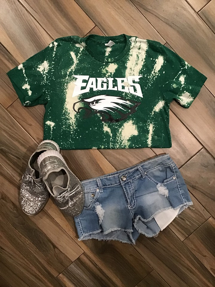 Lulu Grace Designs Philadelphia Eagles Bleached Tee: College Football Fan Gear & Apparel M / Youth Tee