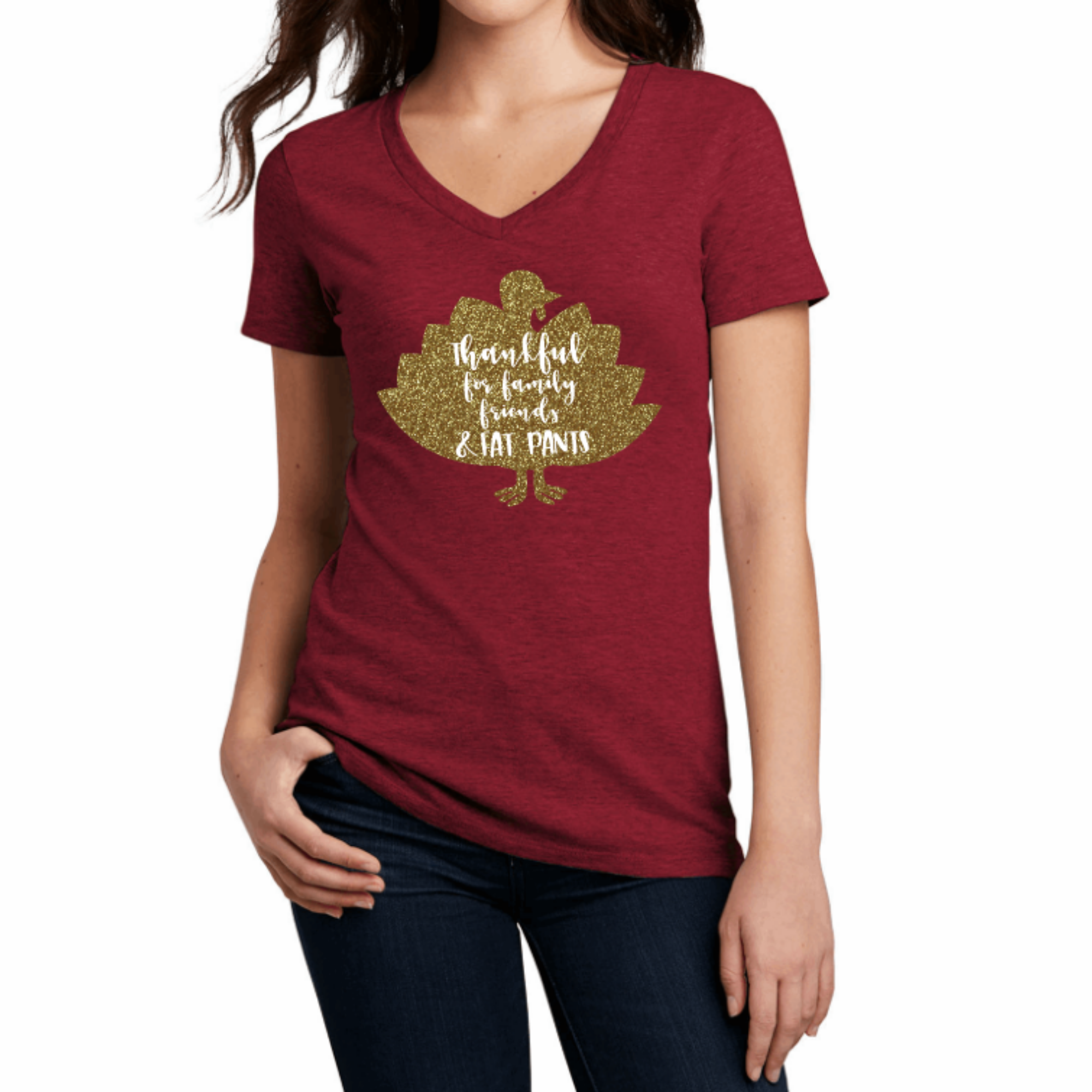 Thankful for Family Friends and Fat Pants Thanksgiving Shirt