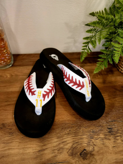 Custom Baseball Glitter Flip Flops
