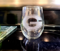 Etched Georgia Bulldogs Stemless Wine Glass