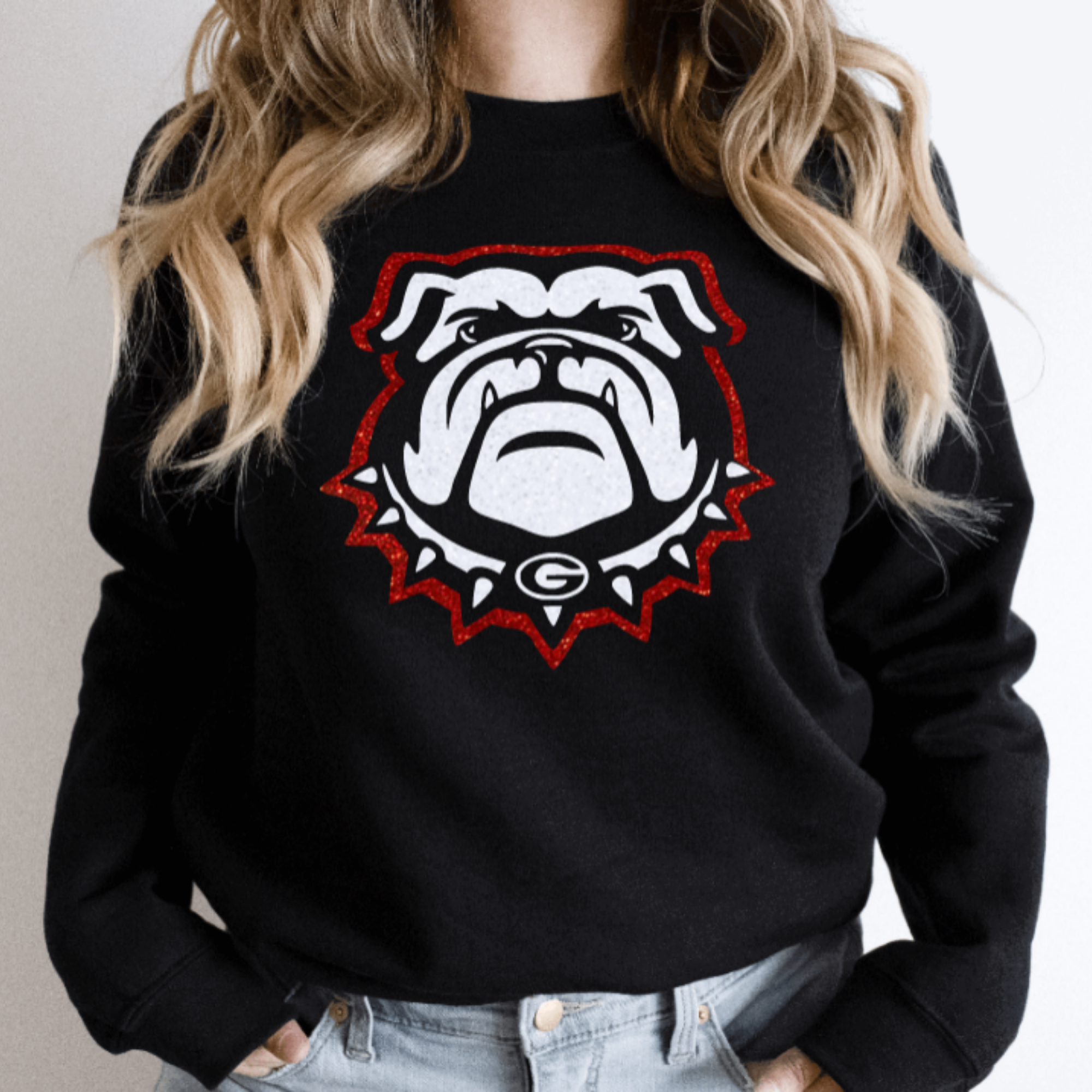 Georgia Bulldog Head Glitter Shirt