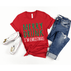 Glitter Merry Drunk I’m Christmas Shirt