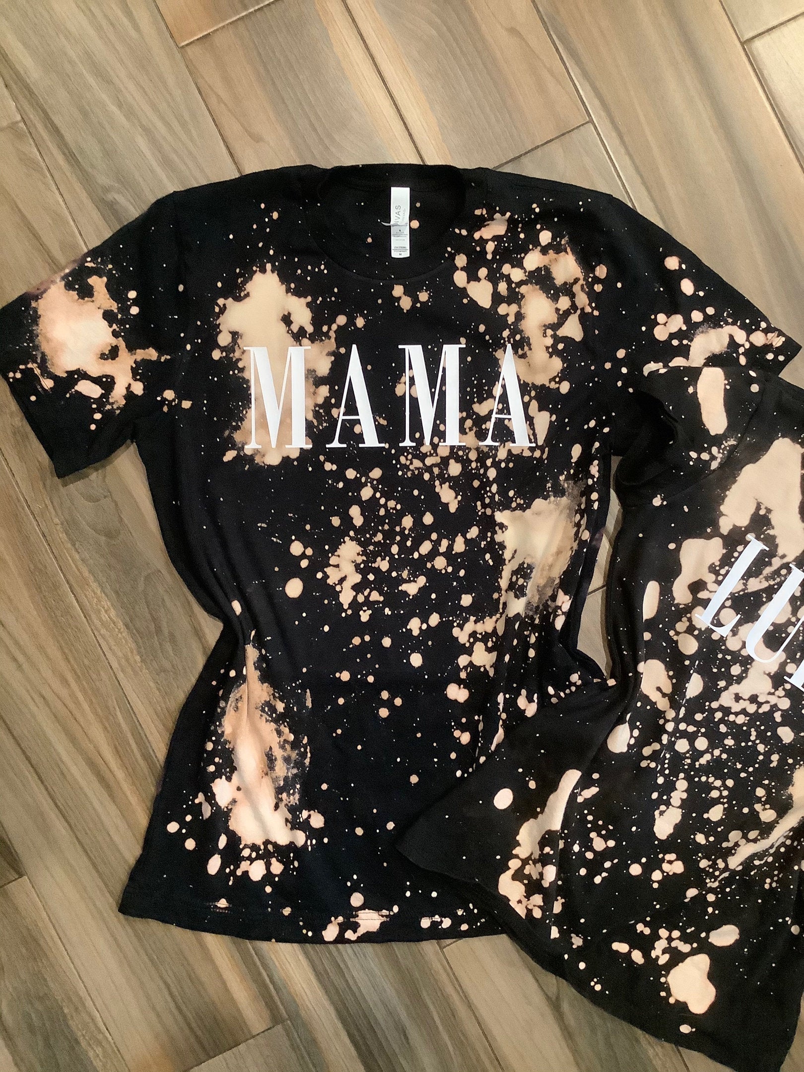 Custom Matching Bleached Mama and Kids Shirts