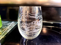 Etched Florida Gators Stemless Wine Glass