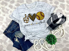 Peace Love Softball Leopard Print Shirt