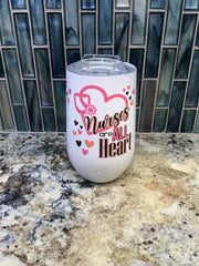 Double Sided Nurse Stemless Wine Glass