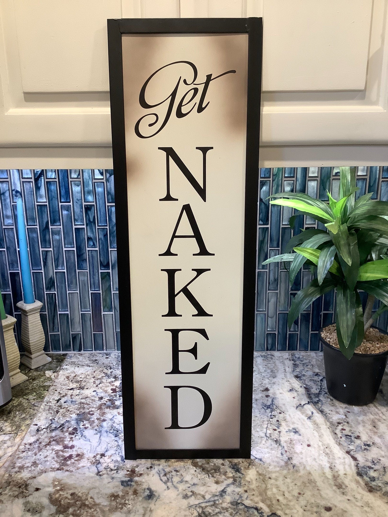 Galvanized Get Naked Bathroom Sign