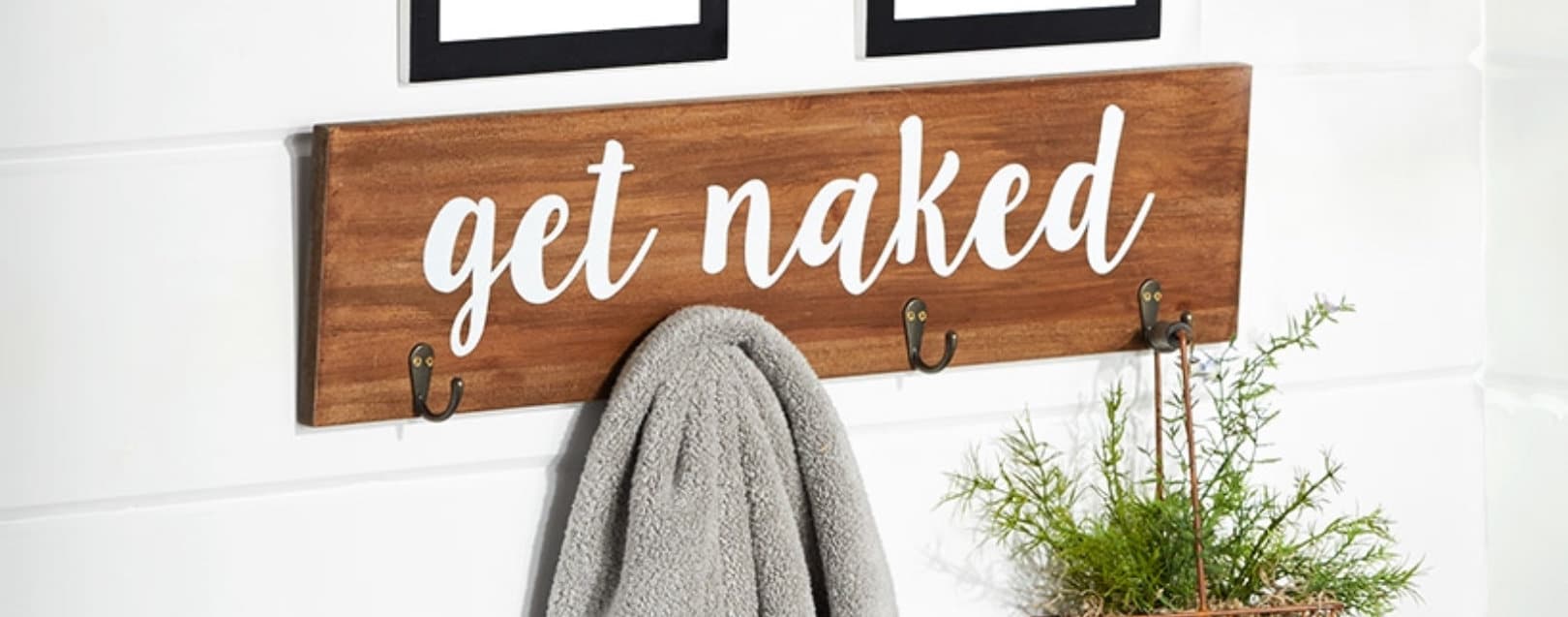 Get Naked Bathroom Towel Hooks Sign
