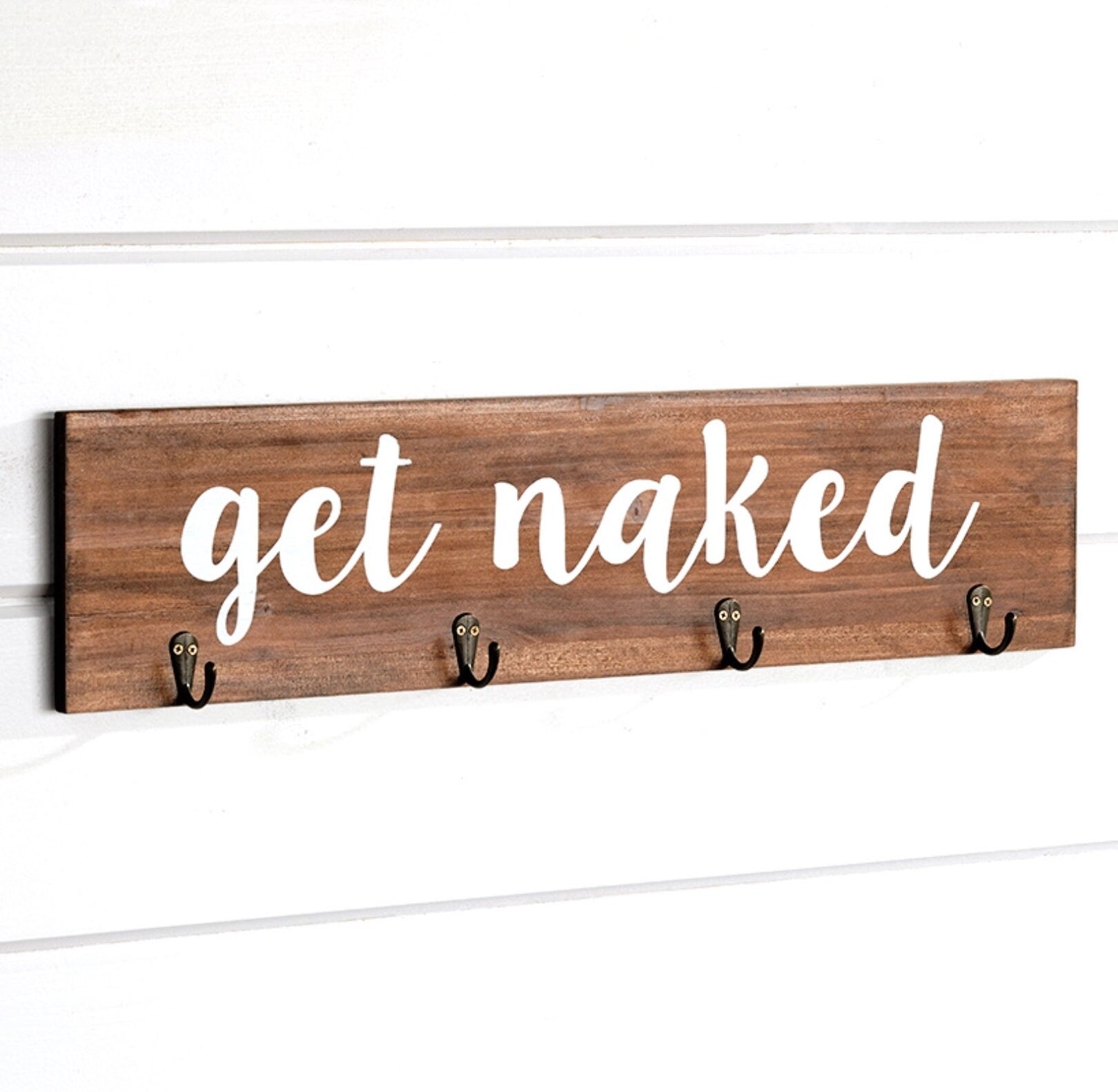 Get Naked Bathroom Towel Hooks Sign