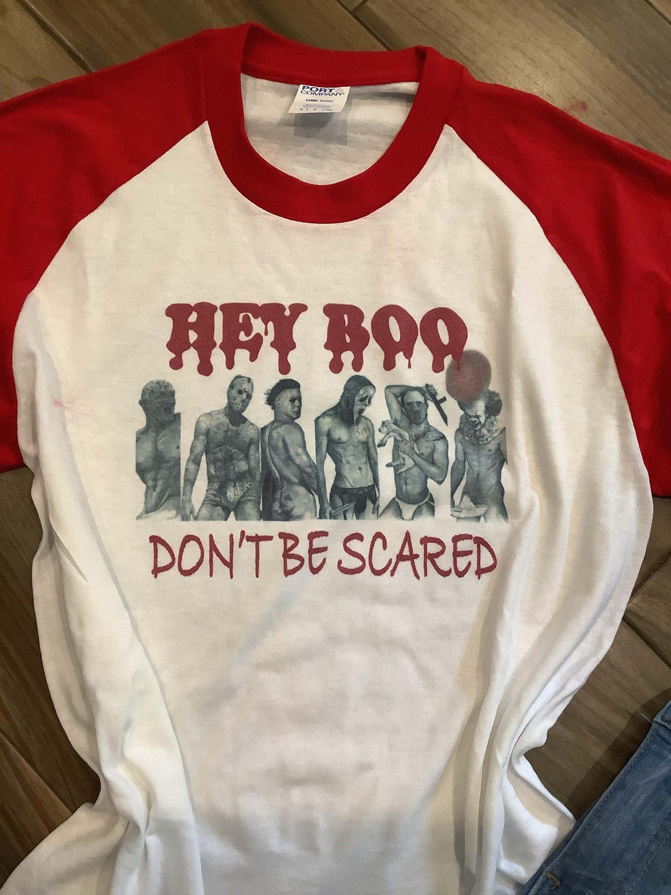 Hey Boo Don’t Be Scared Sexy Horror Movie Characters Raglan