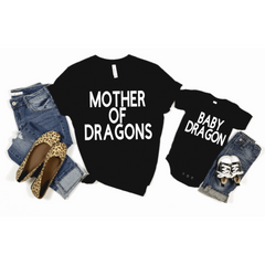 Mother of Dragons and Baby Dragon Shirt Set
