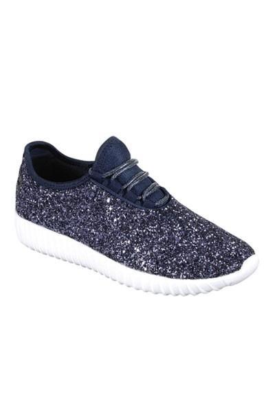 Navy Blue Glitter Glam Sneakers