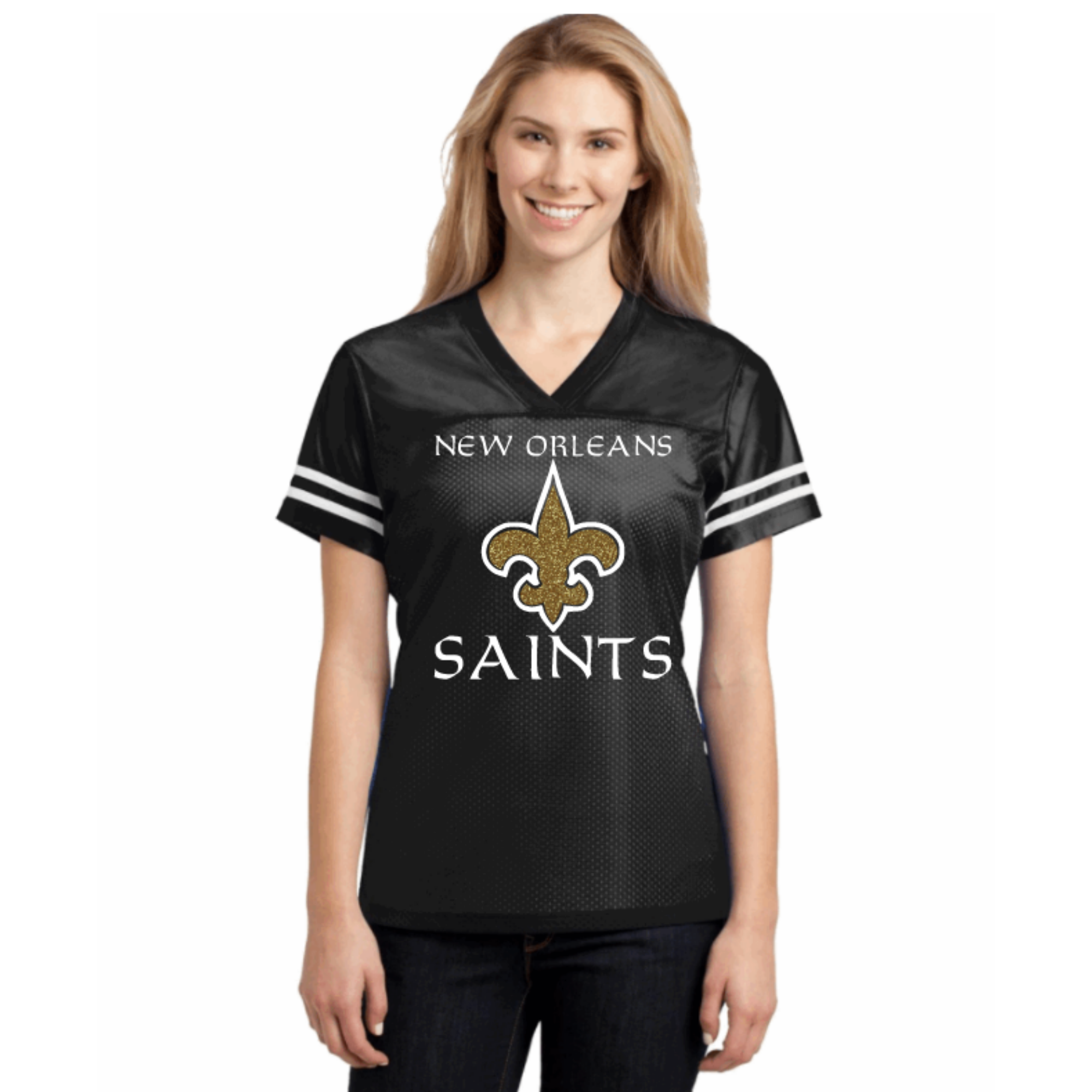 New Orleans Glitter Jersey: NFL Football Fan Gear & Apparel – LuLu Grace
