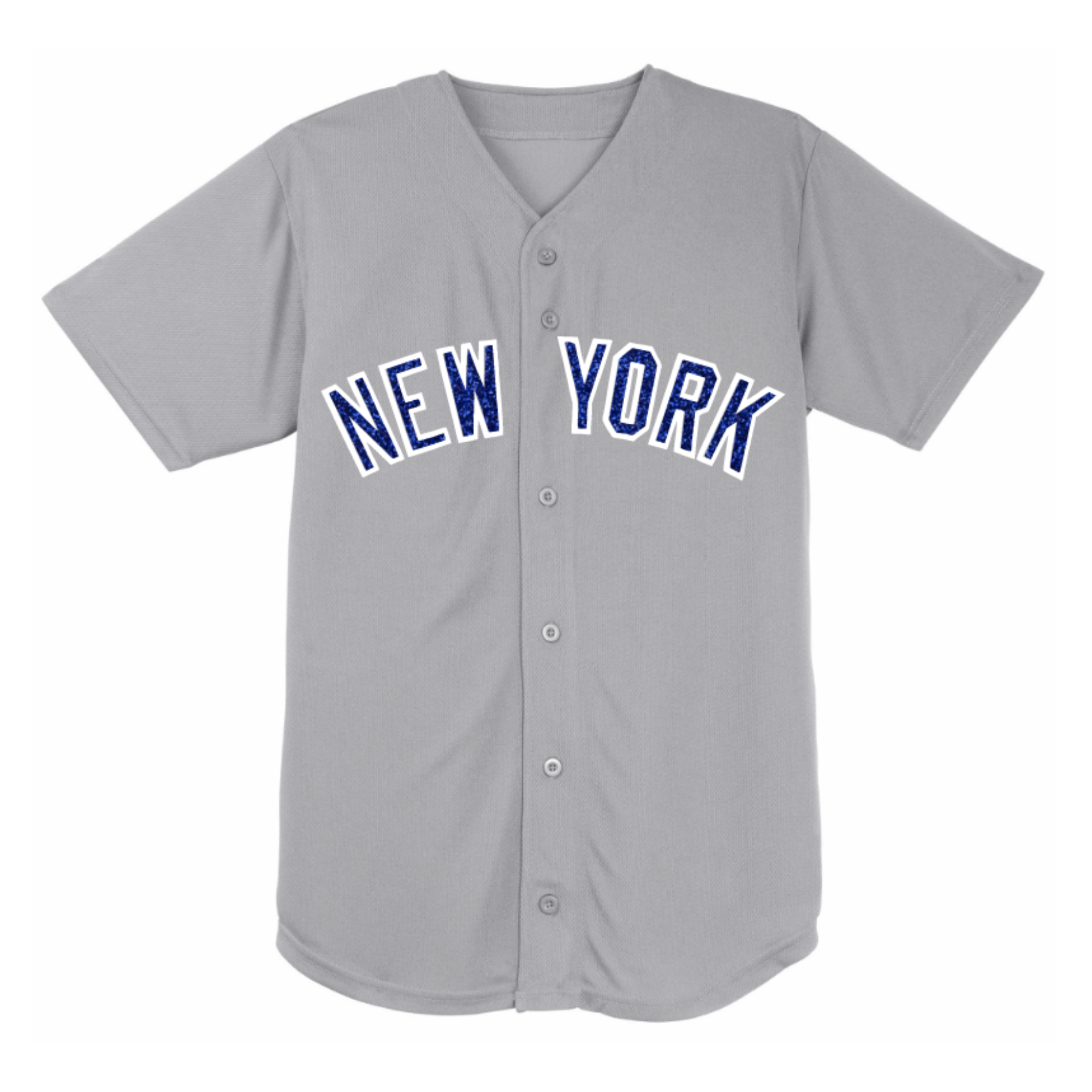 New York Yankees Inspired Glitter Baseball Top -Gray