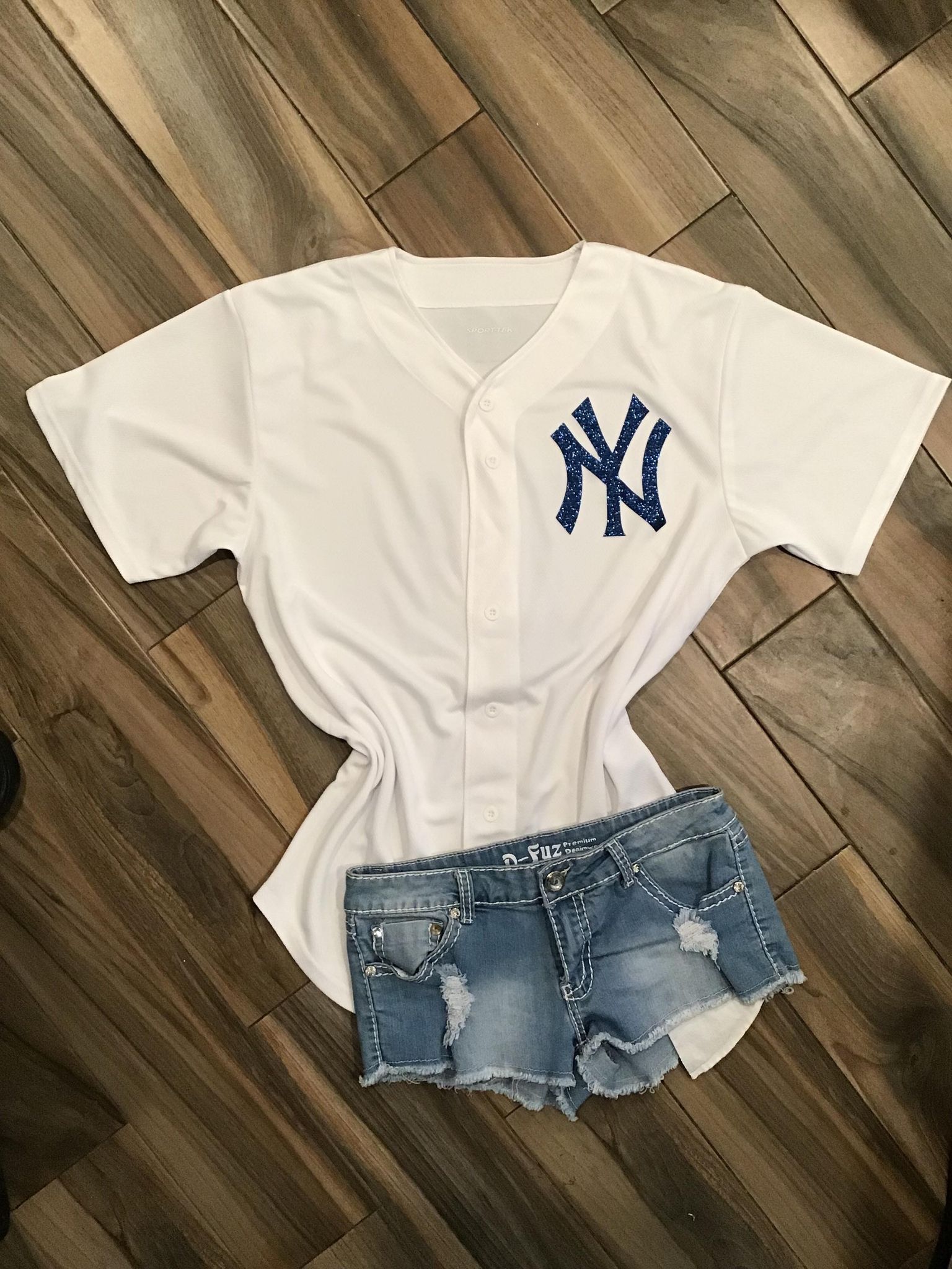 Lulu Grace Designs Navy New York Yankees Inspired Baseball Top: Baseball Fan Gear & Apparel for Women XL / Youth/Toddler Tee