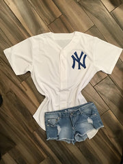 New York Yankees Inspired Baseball Top - White