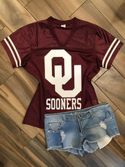 Oklahoma Sooners Inspired Glitter Shirt