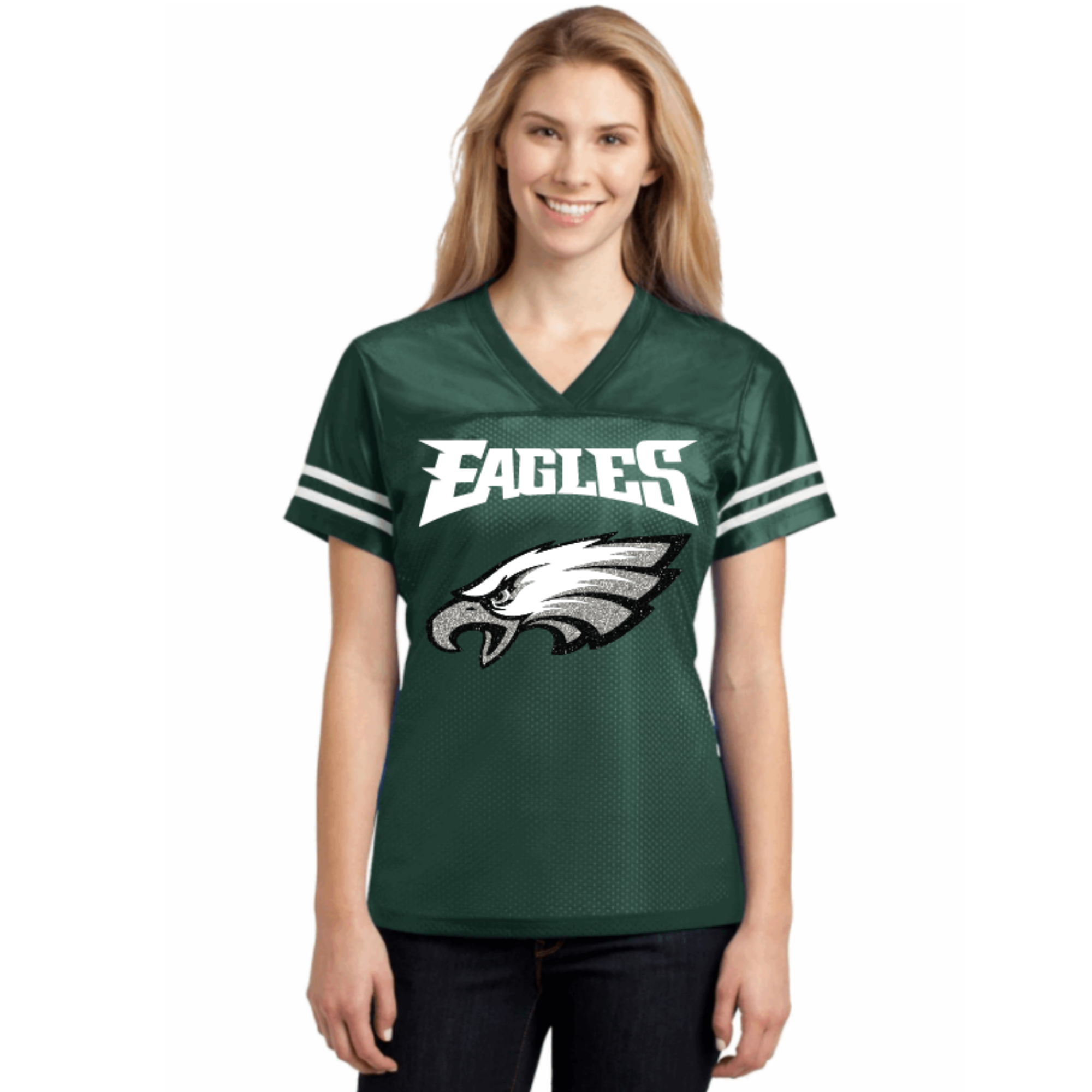 Lulu Grace Designs Philadelphia Eagles Glitter Jersey: NFL Football Fan Gear & Apparel XXL / Unisex Sweatshirt