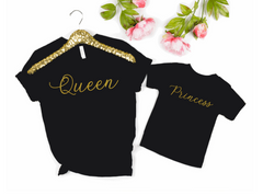 Customizable Queen or King and Prince or Princess Matching Shirt Set