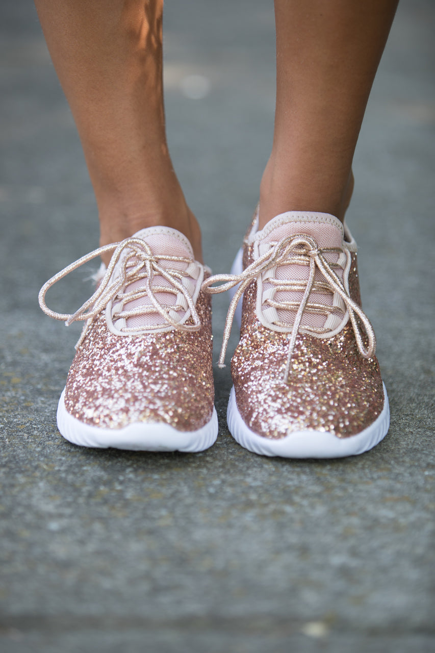 Rose Gold Glitter Glam Sneakers – LuLu Grace