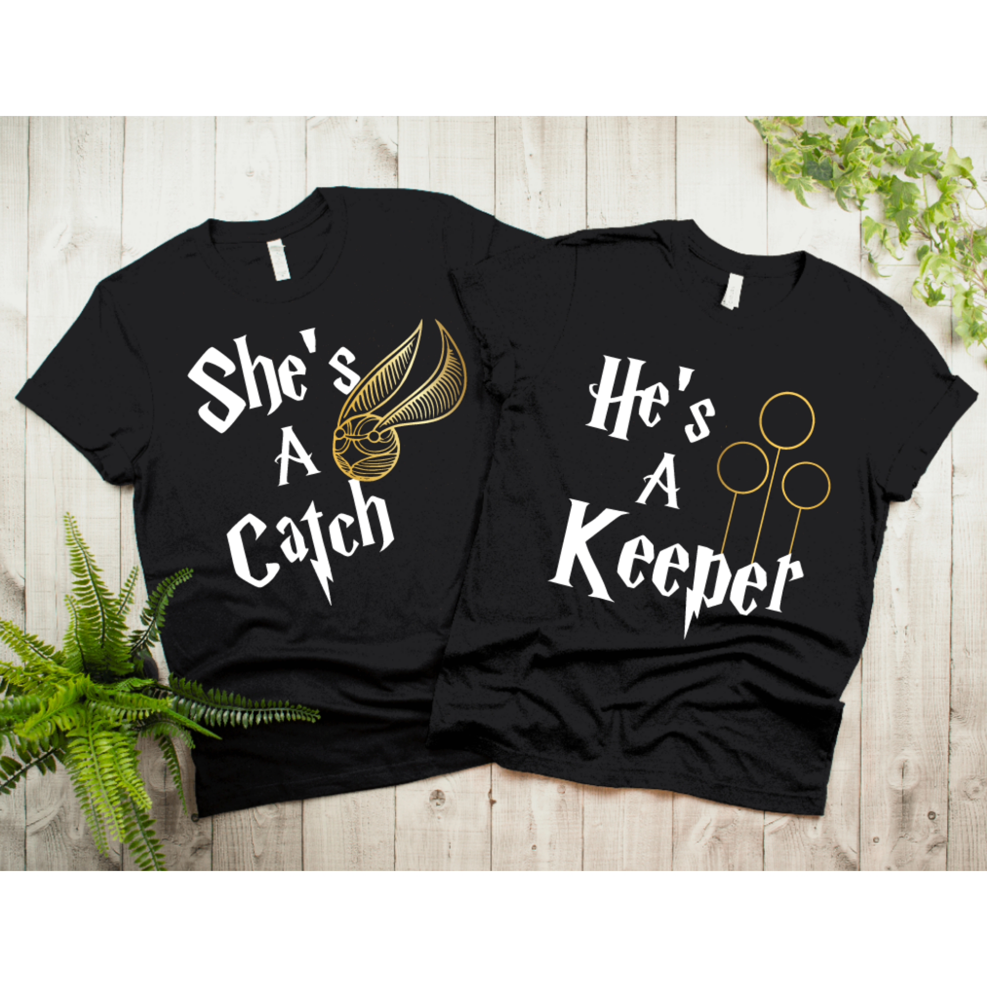 She’s A Catch He’s A Keeper: Matching Harry Potter Shirts for Couples or Mommy and Me Unisex Tee XL / Unisex Tee M