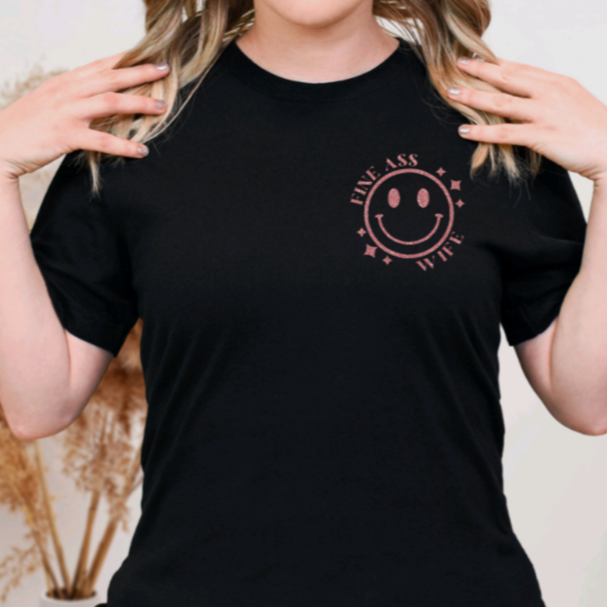 Lulu Grace Designs Someone's Fine Ass Wife Rose Gold Glitter Shirt: Apparel & Gifts for Women Unisex Hoodie / L